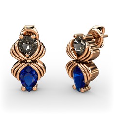 Admina Küpe - Lab safir ve dumanlı kuvars 14 ayar rose altın küpe #1tnasrh