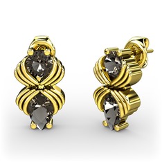 Dumanlı kuvars 925 ayar altın kaplama gümüş küpe