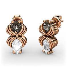 Swarovski ve dumanlı kuvars 18 ayar rose altın küpe