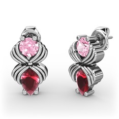 Admina Küpe - Kök yakut ve pembe kuvars 925 ayar gümüş küpe #1wazaty