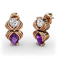 Admina Küpe - Ametist ve swarovski 18 ayar rose altın küpe #1wb31mr