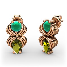 Admina Küpe - Peridot ve kök zümrüt 925 ayar rose altın kaplama gümüş küpe #1wsunz5