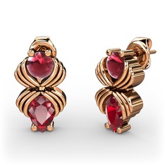 Admina Küpe - Garnet ve kök yakut 18 ayar rose altın küpe #1x1et9h