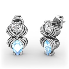 Admina Küpe - Akuamarin ve swarovski 14 ayar beyaz altın küpe #26rqzu