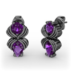 Ametist 925 ayar siyah rodyum kaplama gümüş küpe