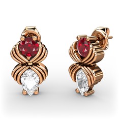 Admina Küpe - Swarovski ve garnet 8 ayar rose altın küpe #2xpj1n