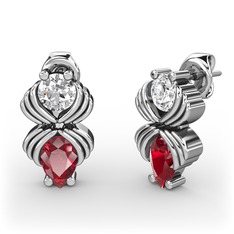 Admina Küpe - Garnet ve swarovski 14 ayar beyaz altın küpe #3yj00h