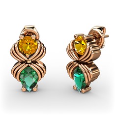 Admina Küpe - Yeşil kuvars ve sitrin 925 ayar rose altın kaplama gümüş küpe #6rah8y