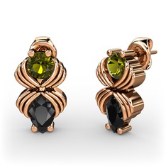 Admina Küpe - Siyah zirkon ve peridot 925 ayar rose altın kaplama gümüş küpe #74wgb0