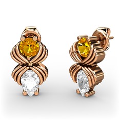 Admina Küpe - Swarovski ve sitrin 8 ayar rose altın küpe #8gsgd2