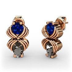 Admina Küpe - Dumanlı kuvars ve lab safir 14 ayar rose altın küpe #8uod7i