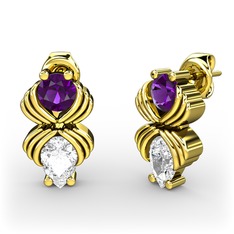 Admina Küpe - Swarovski ve ametist 18 ayar altın küpe #9e4d4i