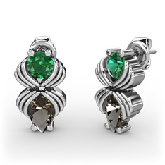 Admina Küpe - Dumanlı kuvars ve yeşil kuvars 8 ayar beyaz altın küpe #afziy8