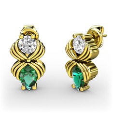 Admina Küpe - Yeşil kuvars ve pırlanta 925 ayar altın kaplama gümüş küpe (0.48 karat) #buq4u6