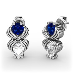 Admina Küpe - Beyaz zirkon ve lab safir 14 ayar beyaz altın küpe #c6hf7i