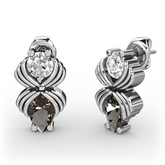 Admina Küpe - Dumanlı kuvars ve swarovski 18 ayar beyaz altın küpe #c9hx7j