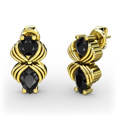 Admina Küpe - Siyah zirkon 18 ayar altın küpe #cdr5pt