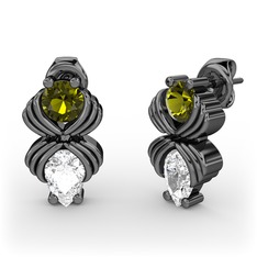 Admina Küpe - Swarovski ve peridot 925 ayar siyah rodyum kaplama gümüş küpe #chwgdc