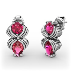 Admina Küpe - Rodolit garnet 14 ayar beyaz altın küpe #cw749x