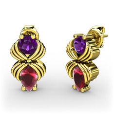 Admina Küpe - Kök yakut ve ametist 925 ayar altın kaplama gümüş küpe #fbra8a