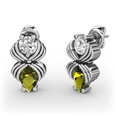 Admina Küpe - Peridot ve swarovski 8 ayar beyaz altın küpe #foodqe