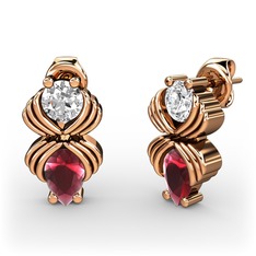 Admina Küpe - Kök yakut ve pırlanta 8 ayar rose altın küpe (0.48 karat) #g1oz85