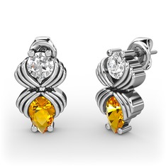 Admina Küpe - Sitrin ve swarovski 8 ayar beyaz altın küpe #g6paqp