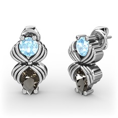 Admina Küpe - Dumanlı kuvars ve akuamarin 18 ayar beyaz altın küpe #gjl8h2