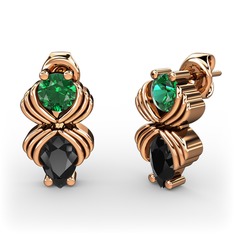 Admina Küpe - Siyah zirkon ve yeşil kuvars 8 ayar rose altın küpe #gp5ppj