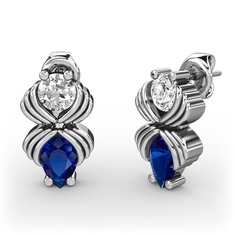 Admina Küpe - Lab safir ve swarovski 8 ayar beyaz altın küpe #gzca88
