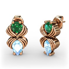 Admina Küpe - Akuamarin ve yeşil kuvars 14 ayar rose altın küpe #hddx9s