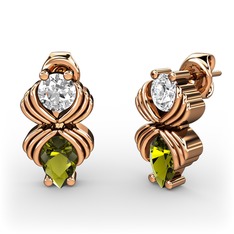 Admina Küpe - Peridot ve pırlanta 8 ayar rose altın küpe (0.48 karat) #hhdqn5