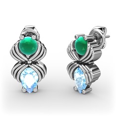 Admina Küpe - Akuamarin ve kök zümrüt 18 ayar beyaz altın küpe #hmm8v4