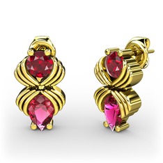 Rodolit garnet ve garnet 14 ayar altın küpe