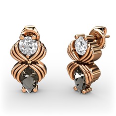 Admina Küpe - Dumanlı kuvars ve swarovski 925 ayar rose altın kaplama gümüş küpe #id3d6w