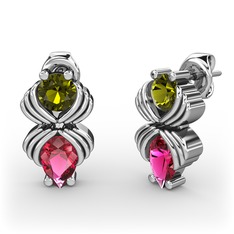 Admina Küpe - Rodolit garnet ve peridot 925 ayar gümüş küpe #ih2wj4