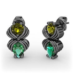 Admina Küpe - Yeşil kuvars ve peridot 925 ayar siyah rodyum kaplama gümüş küpe #iqhjtt