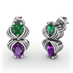 Admina Küpe - Ametist ve yeşil kuvars 18 ayar beyaz altın küpe #jxlnr6