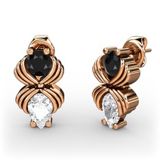Swarovski ve siyah zirkon 8 ayar rose altın küpe