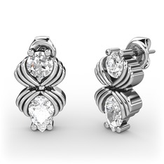 Swarovski ve beyaz zirkon 14 ayar beyaz altın küpe