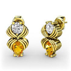 Admina Küpe - Sitrin ve pırlanta 925 ayar altın kaplama gümüş küpe (0.48 karat) #lk9cax