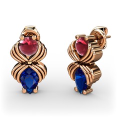 Admina Küpe - Lab safir ve kök yakut 18 ayar rose altın küpe #mxs5ja