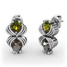 Admina Küpe - Dumanlı kuvars ve peridot 925 ayar gümüş küpe #myoenw