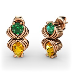 Admina Küpe - Sitrin ve yeşil kuvars 14 ayar rose altın küpe #myyb4m