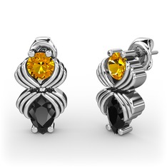 Admina Küpe - Siyah zirkon ve sitrin 925 ayar gümüş küpe #n1a7sf