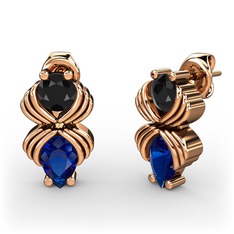 Admina Küpe - Lab safir ve siyah zirkon 14 ayar rose altın küpe #nown3p