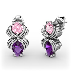 Admina Küpe - Ametist ve pembe kuvars 925 ayar gümüş küpe #o6sfjd