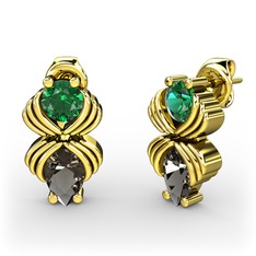 Admina Küpe - Dumanlı kuvars ve yeşil kuvars 18 ayar altın küpe #p9t24t