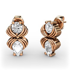 Admina Küpe - Swarovski ve pırlanta 8 ayar rose altın küpe (0.48 karat) #pd0i98