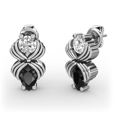 Admina Küpe - Siyah zirkon ve pırlanta 18 ayar beyaz altın küpe (0.48 karat) #ptef03